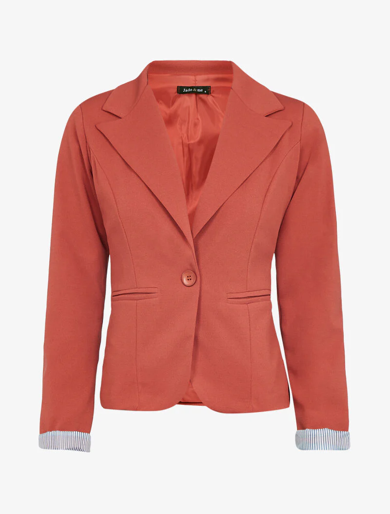 Blazer met gestreepte details - baksteen