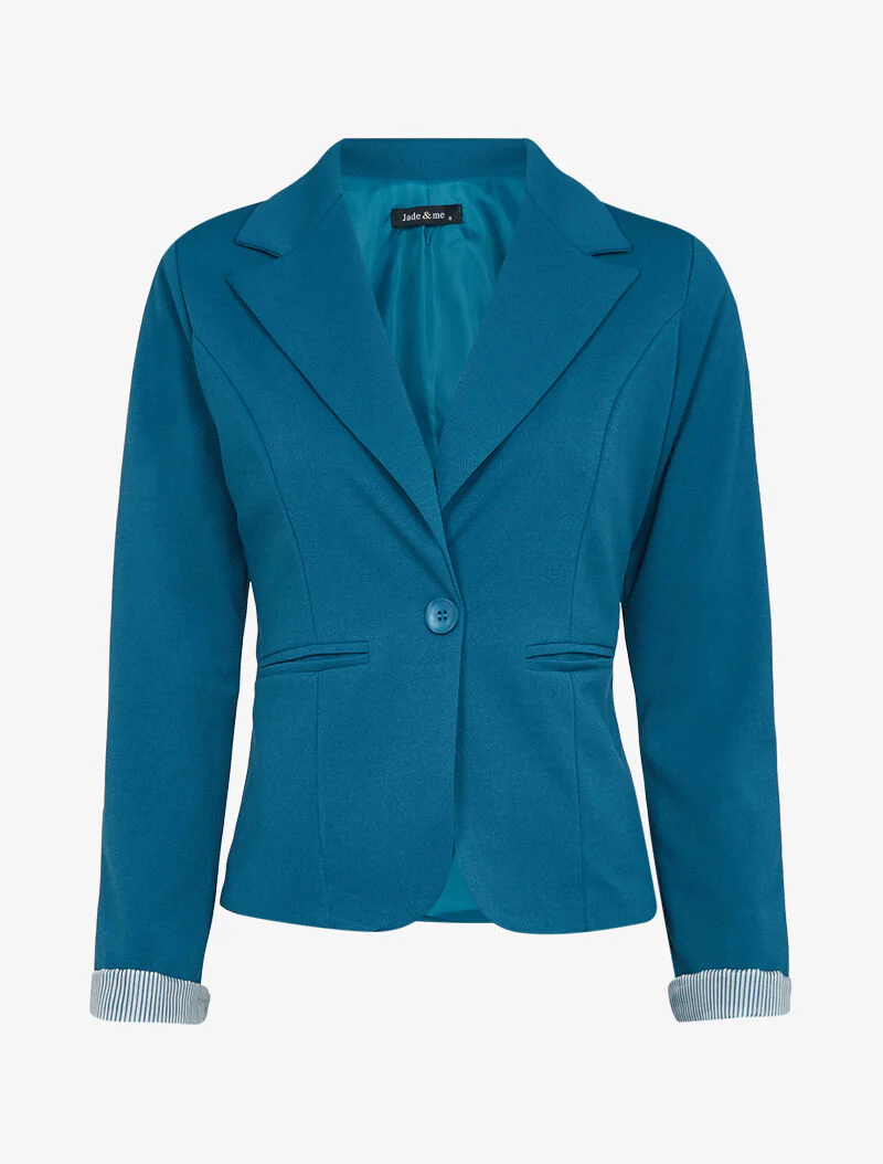 Blazer met gestreepte details - blauwgroen