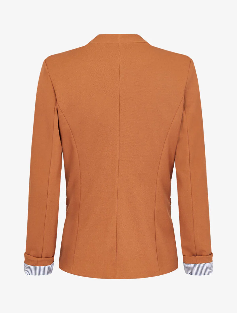 Blazer met gestreepte reversprint - Camel - Image 2
