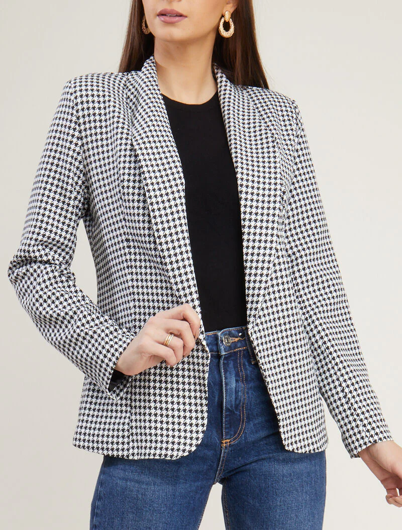Blazer met houndstooth-print - zwart