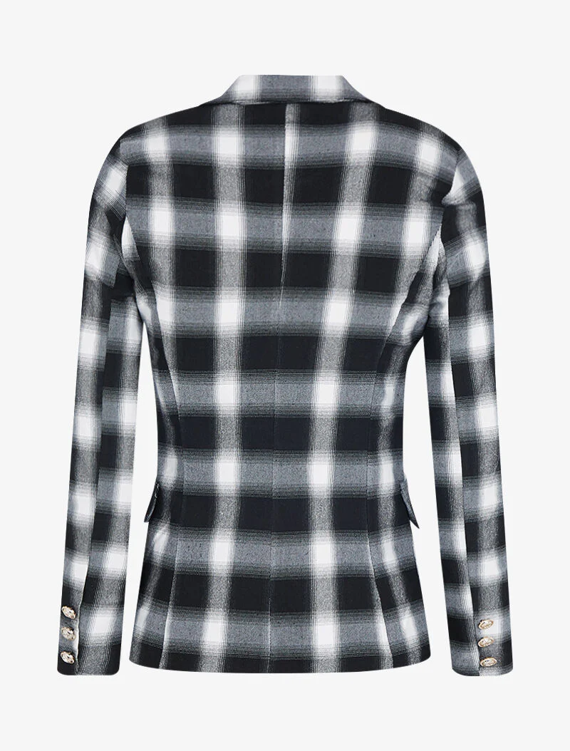 Blazer met kleine ruitjesprint - zwart/wit - Image 2