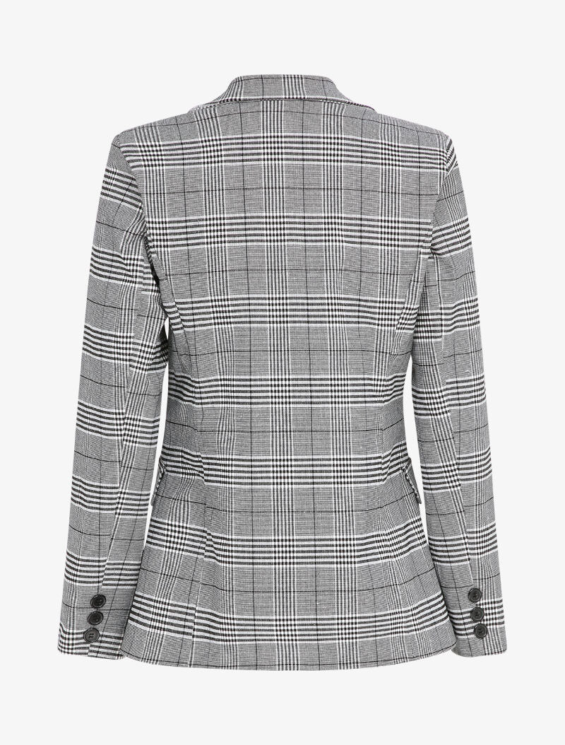 Prince de Galles print blazer met één knoop en decoratieve zakken - Zwart - Image 2