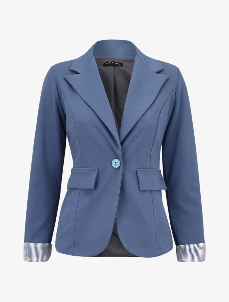 Blazer met revers en streepprint - Karrenblauw