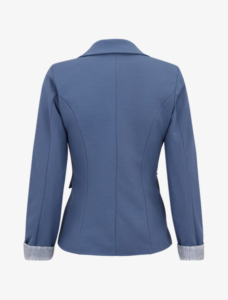 Blazer met revers en streepprint - Karrenblauw - Image 2