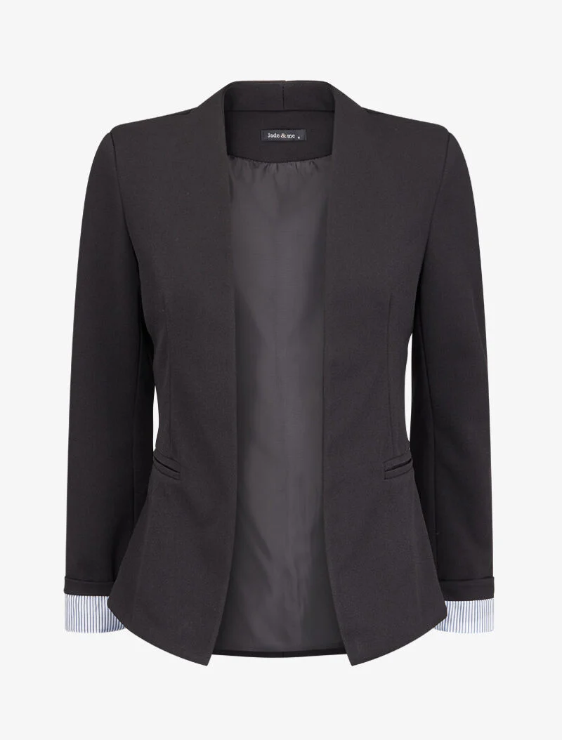 Blazer met gestreepte revers - Zwart - Image 2