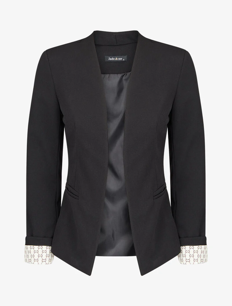 Blazer met grafische print revers - Zwart - Image 2