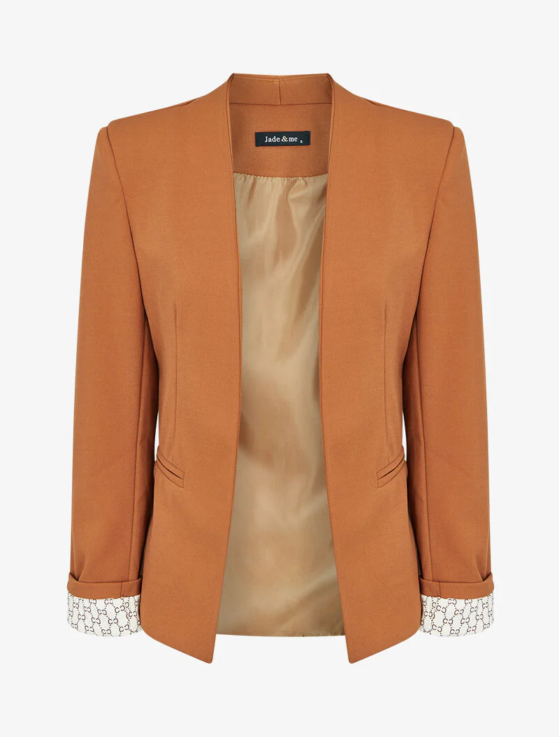Blazer met grafische print revers - Camel