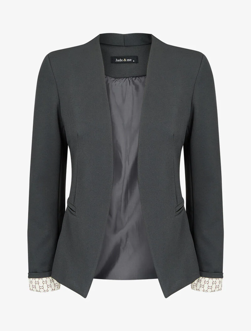 Blazer met grafische print revers - Antraciet - Image 2