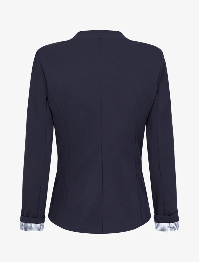 Blazer met gestreepte reversprint - Marineblauw - Image 2