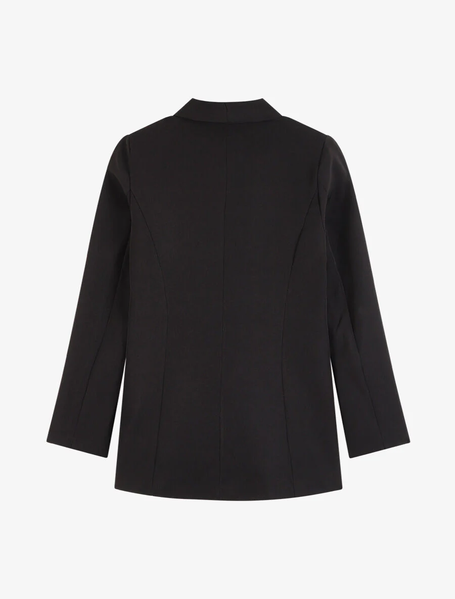 Blazer met reverskraag en decoratieve zakken - Zwart - Image 2