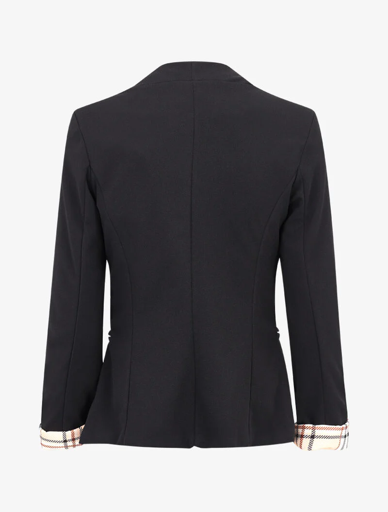 Blazer met tartan-print revers - zwart - Image 2