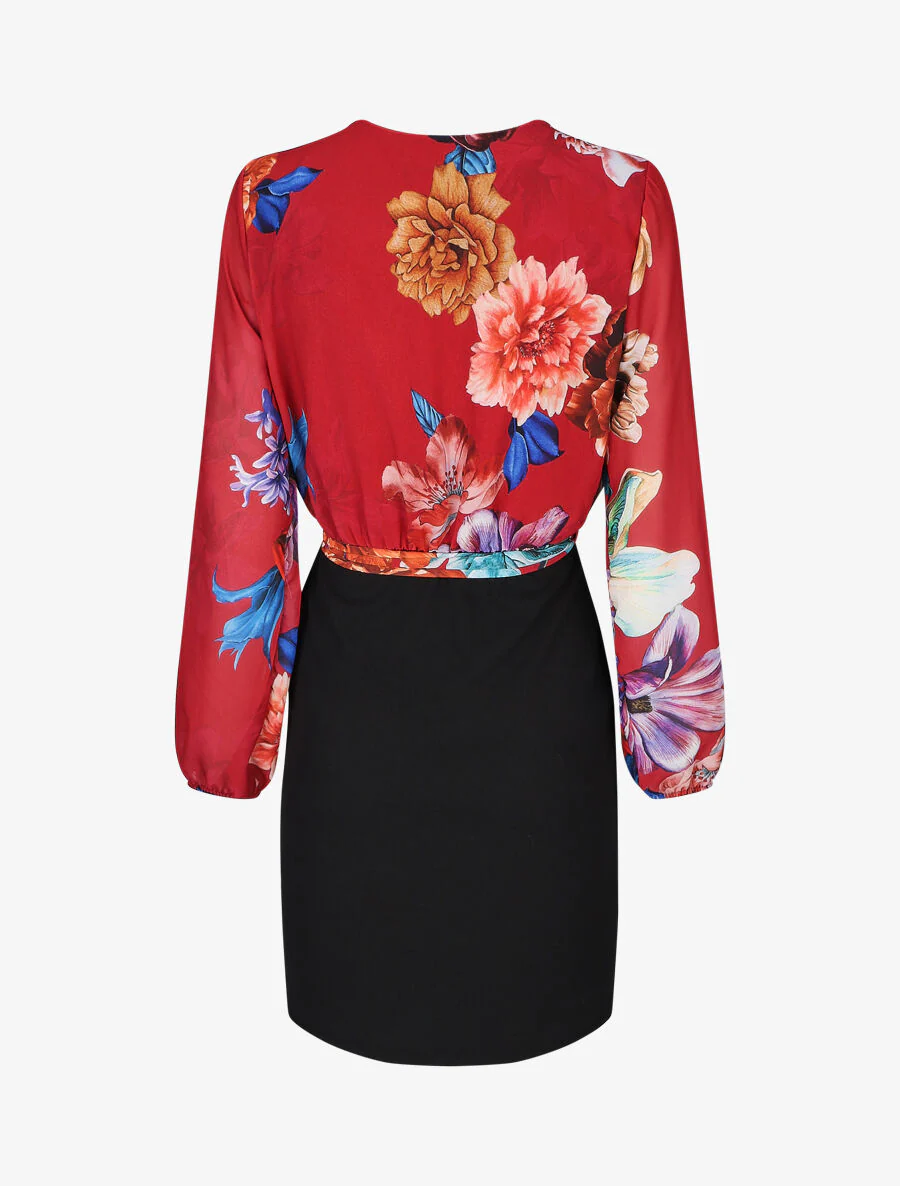 Bloem geprinte jurk met een lijfje - Rood - Image 2
