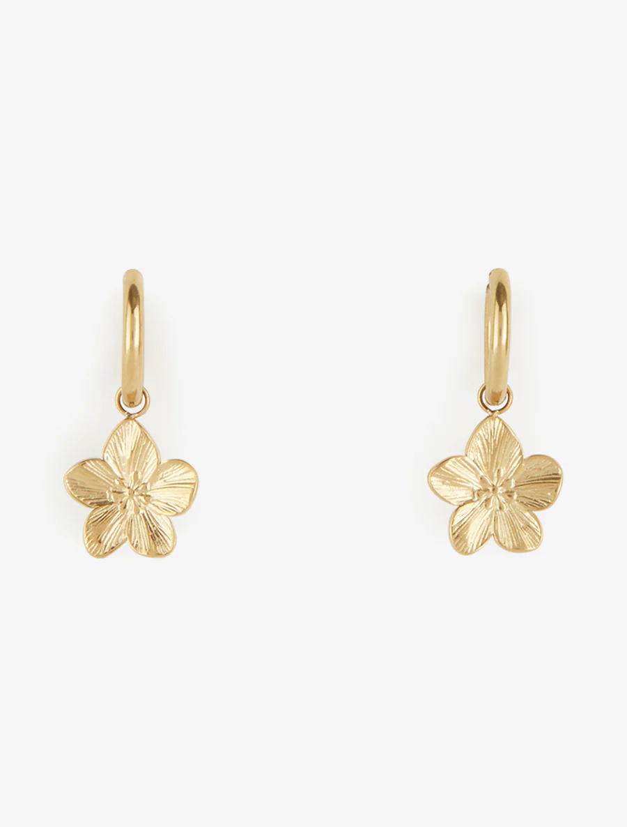 Bloemen bedel oorbellen - Goud - Image 2