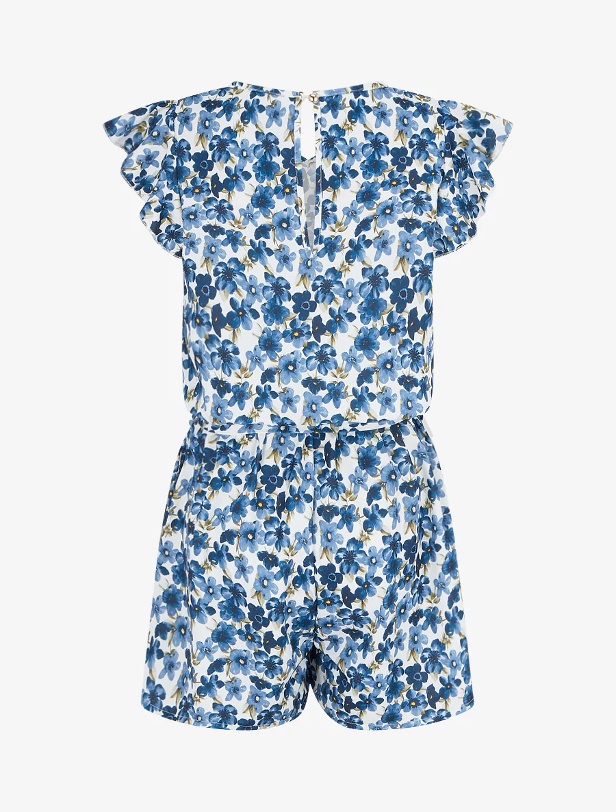 Bloemen jumpsuit met korte volantmouwen - Marine - Image 2