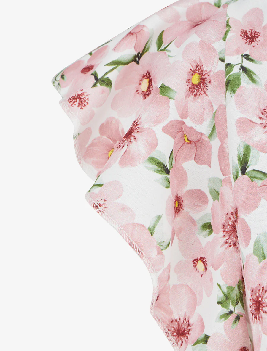 Bloemen jumpsuit met korte volantmouwen - Roos - Image 3