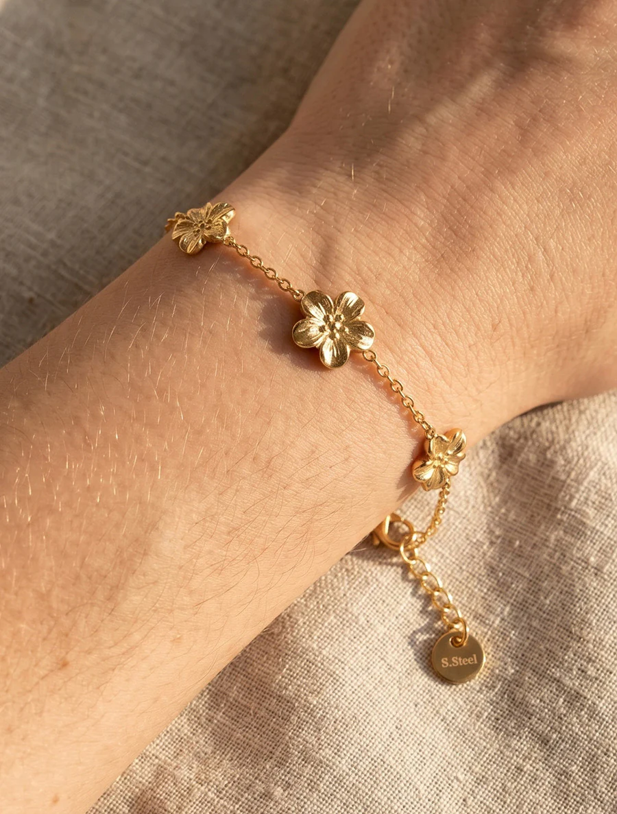 Bloemenarmband - Goud