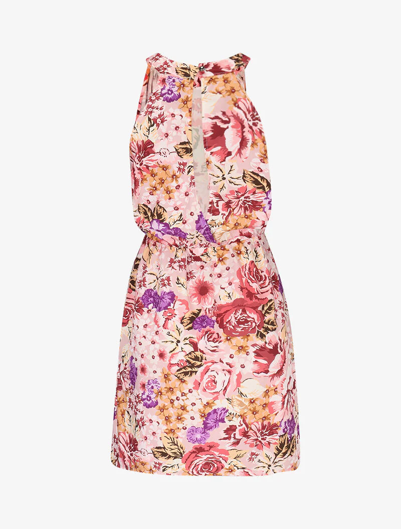 Bloemenjurk met Amerikaanse kraag - roze - Image 2