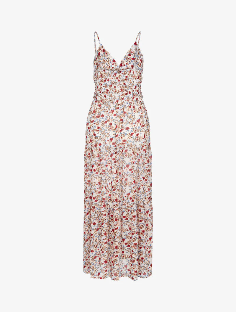 Bloemenjurk met elastische taille - ecru - Image 2