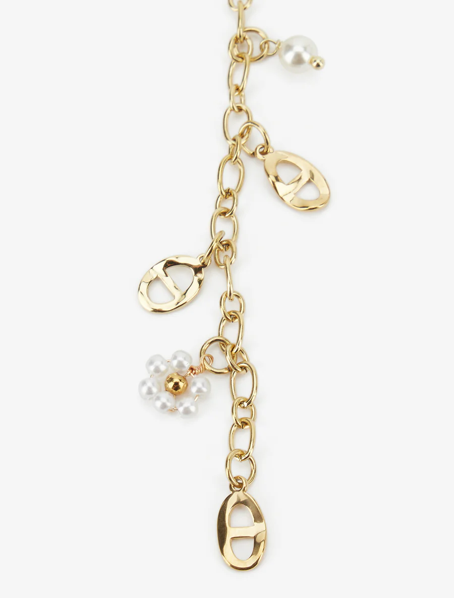 Bloemenketting en ovale bedeltjes - Goud - Image 3