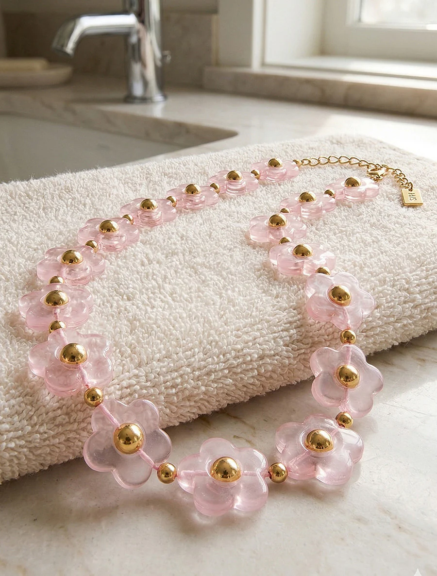 Bloemenmotief ketting - Roos