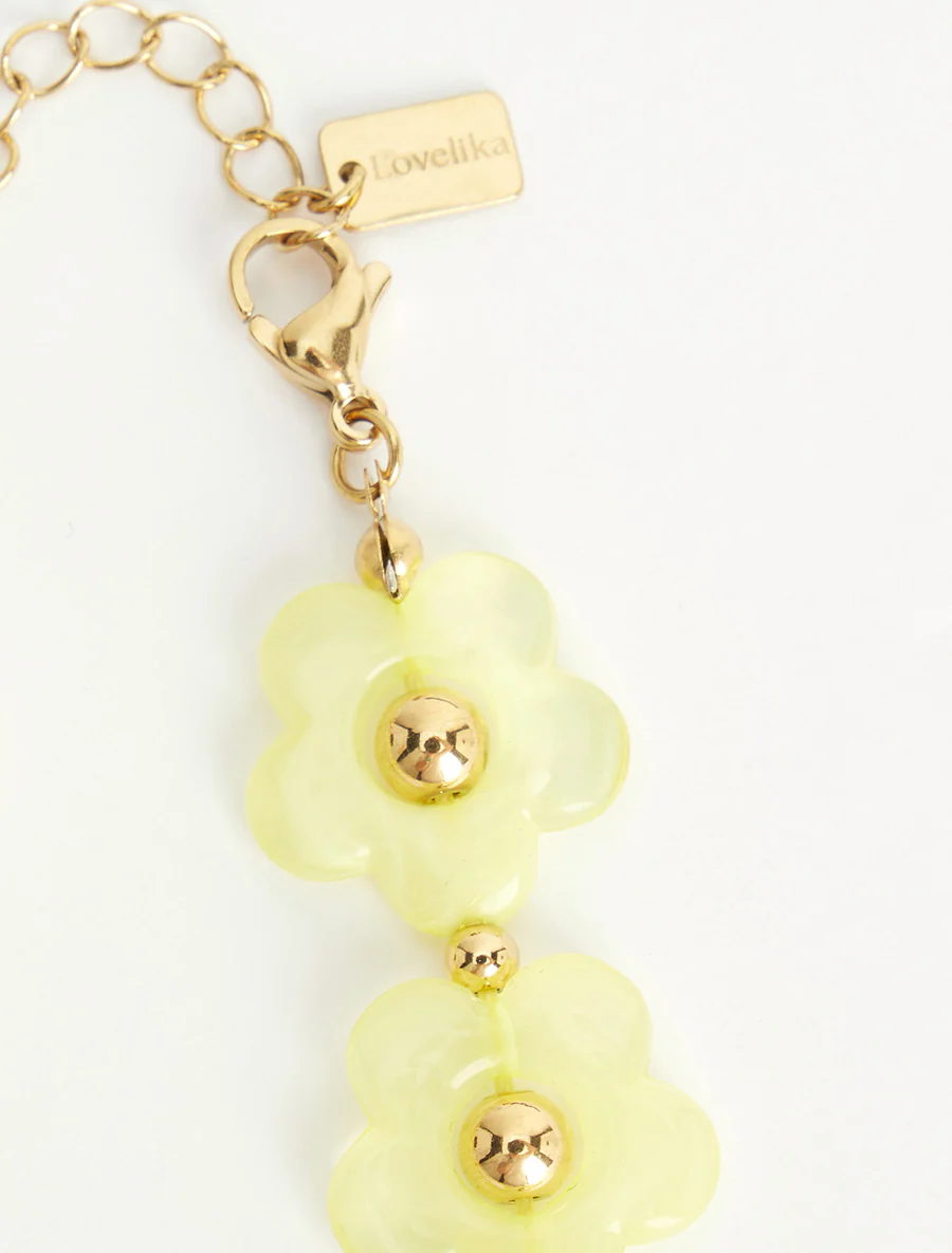 Bloemenmotief ketting - Geel - Image 3