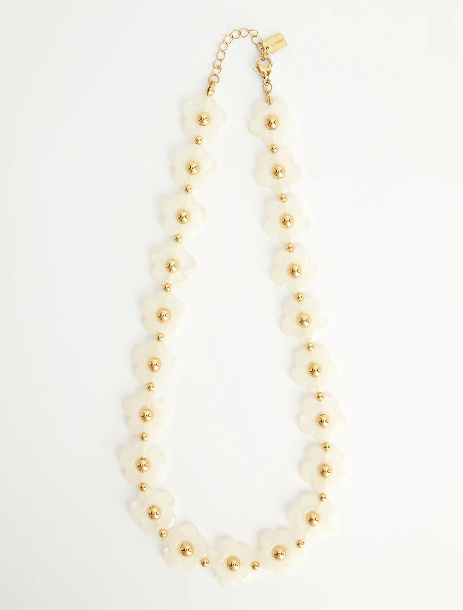 Bloemenmotief ketting - Beige - Image 2