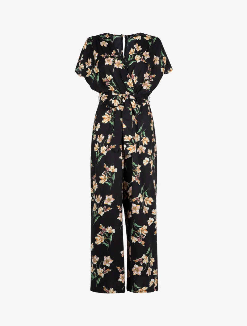 Bloemenprint combinatie - zwart