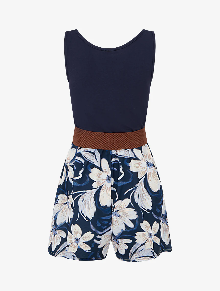 Bloemenprint jumpsuit met ceintuur - Marine - Image 2