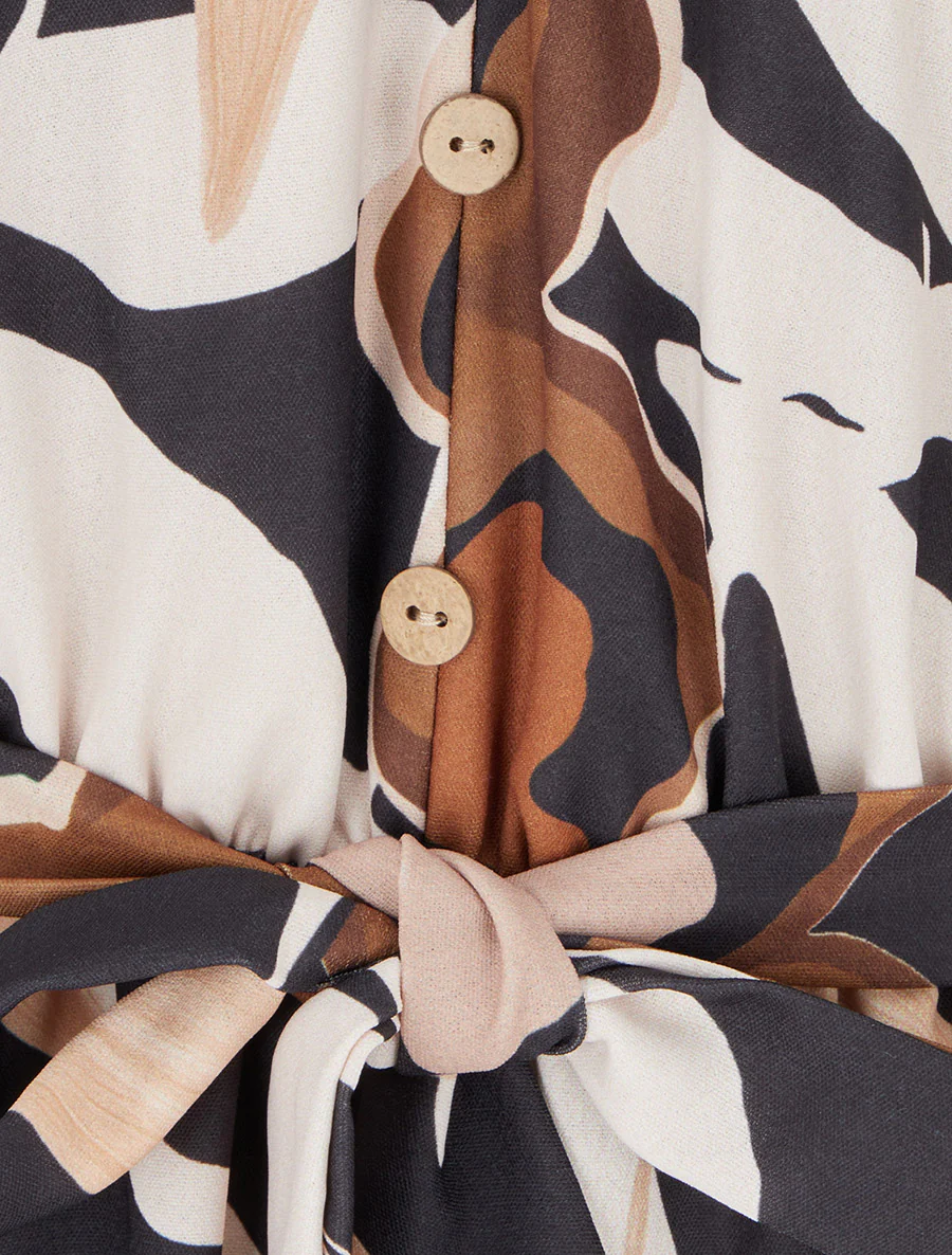 Bloemenprint jumpsuit met elastische tailleband - Zwart - Image 3