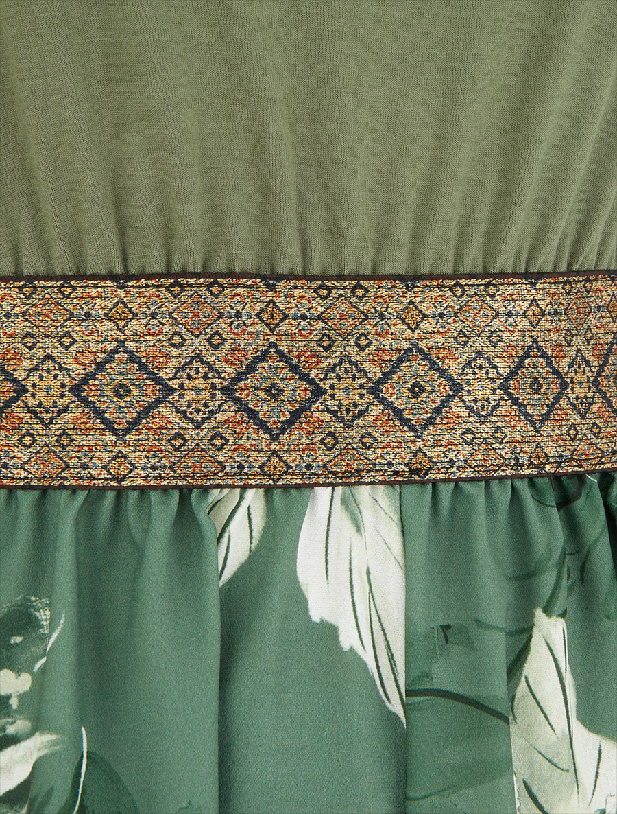 Bloemenprint jumpsuit met fantasiebandjes - Kaki - Image 3