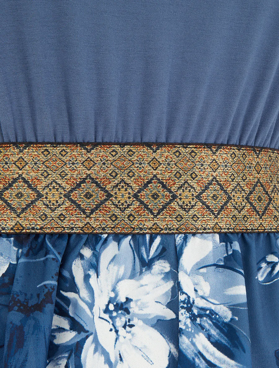 Bloemenprint jumpsuit met fantasiebandjes - Blauw - Image 3