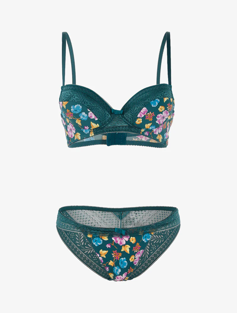 Bloemenset en slip - groen