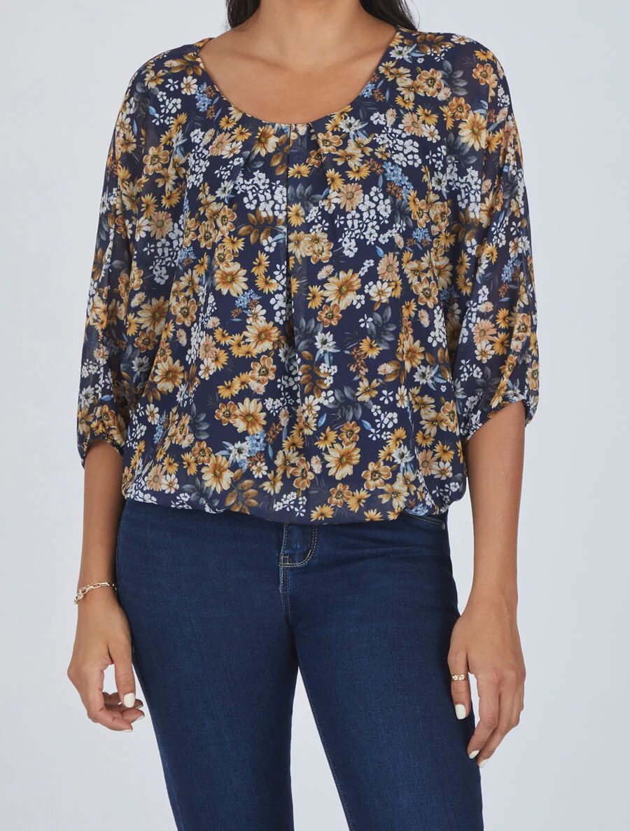 Bloemenvelden gedrukte blouse - Blauw - Image 4