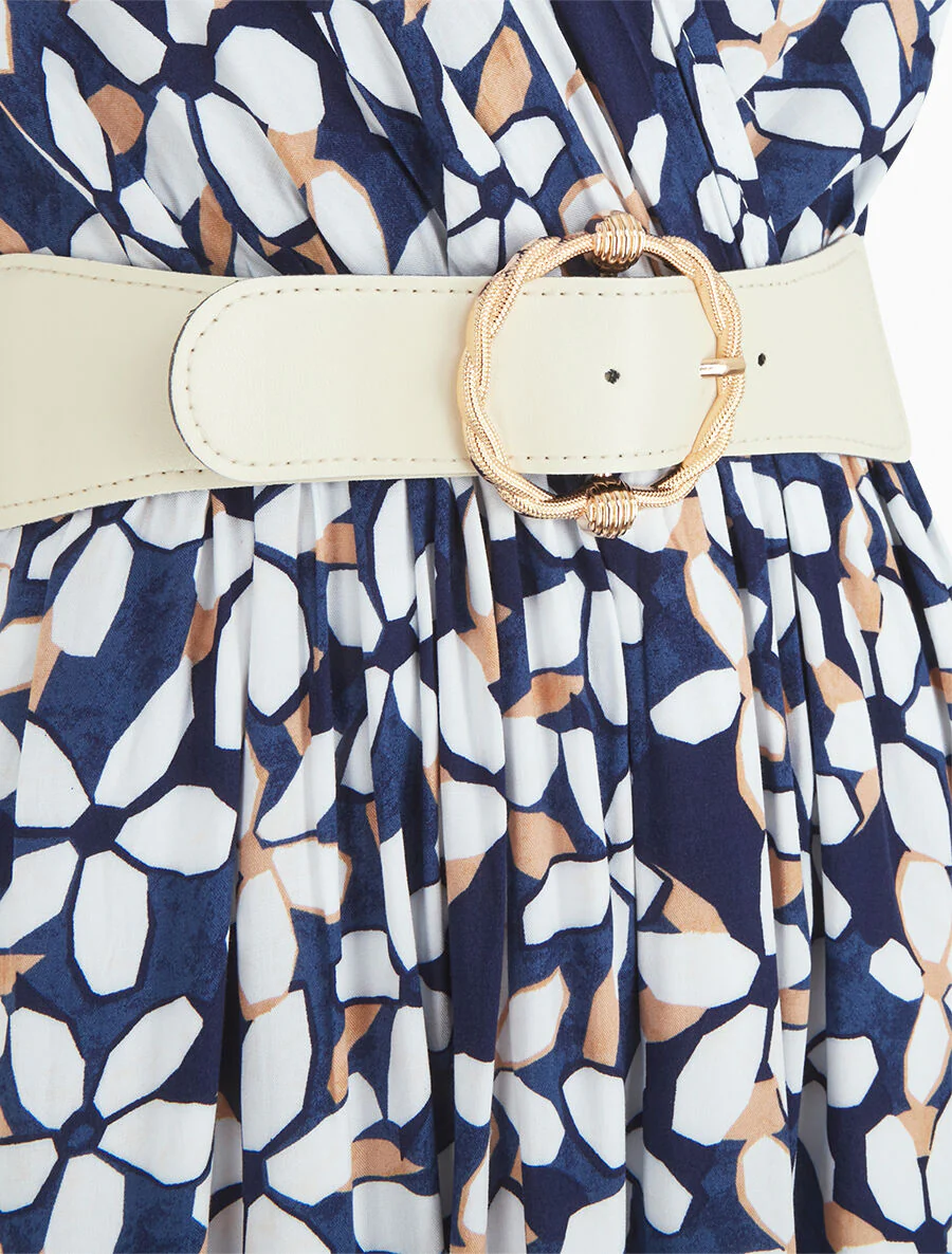 Bloemetjesjurk met dunne bandjes - Marineblauw - Image 3