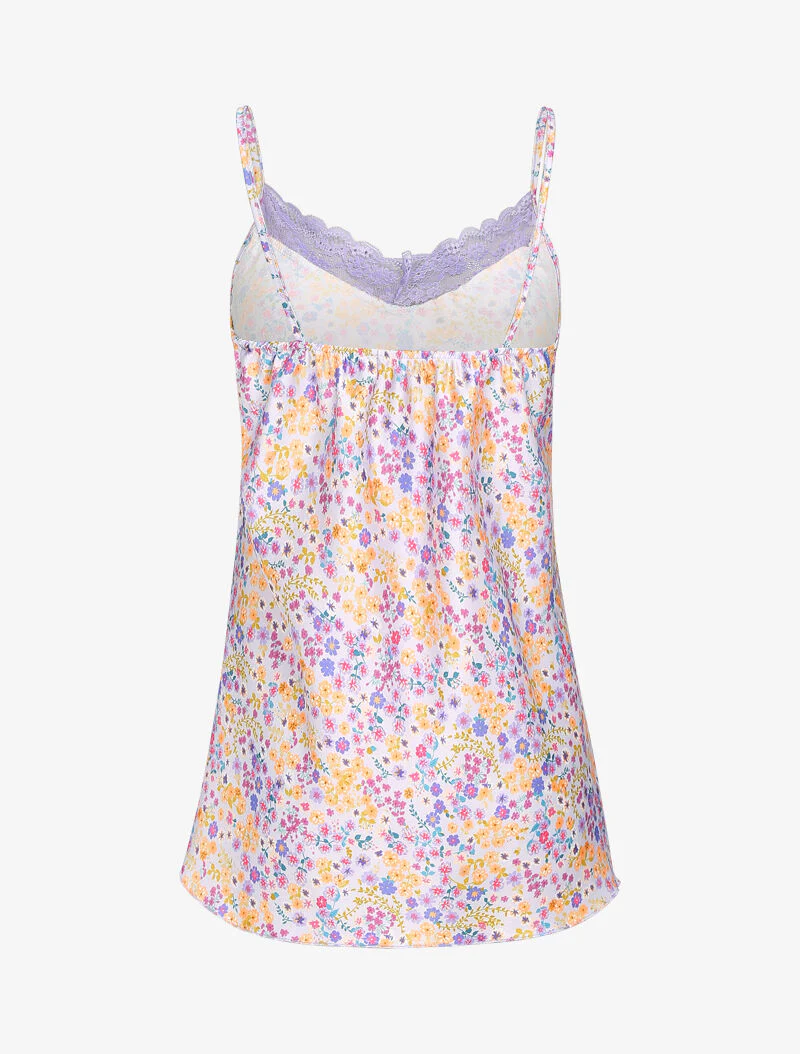 Bloemige caraco met kanten decolleté - lila - Image 3