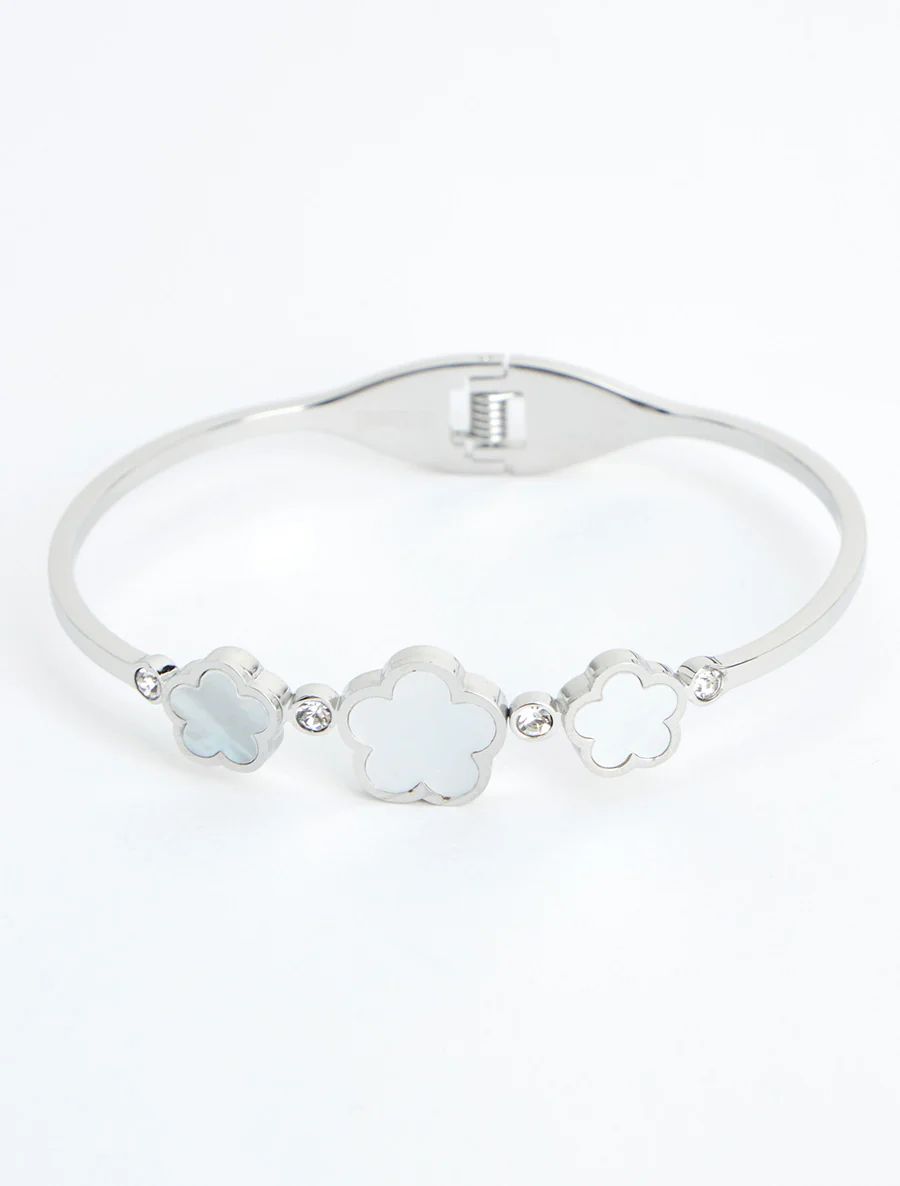 Bloemmotief armband met zirkoonstenen - Geld - Image 2