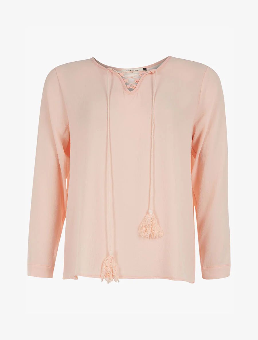 Fijne mousseline blouse - roze