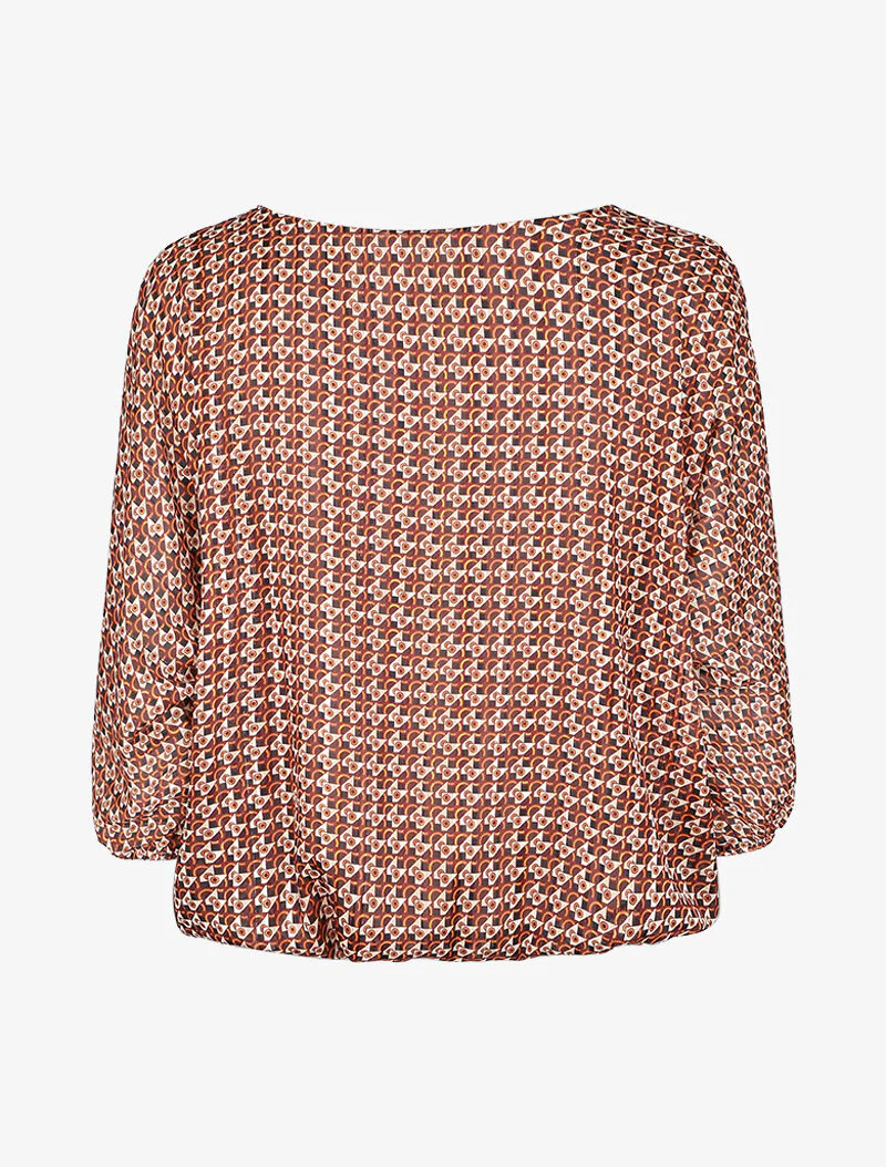 Grafische print blouse met vleermuismouwen - Camel - Image 2