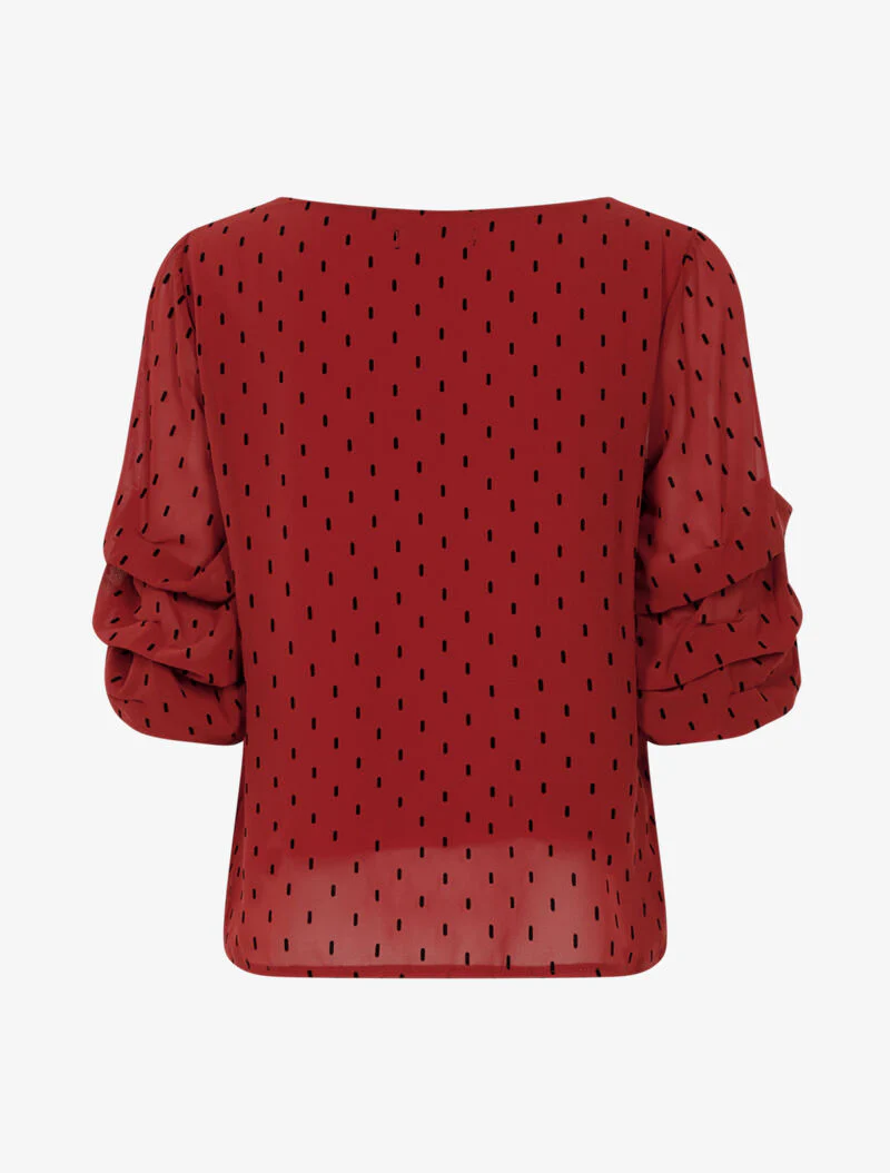 Blouse van fijne voile met grafische stippen - oker - Image 2