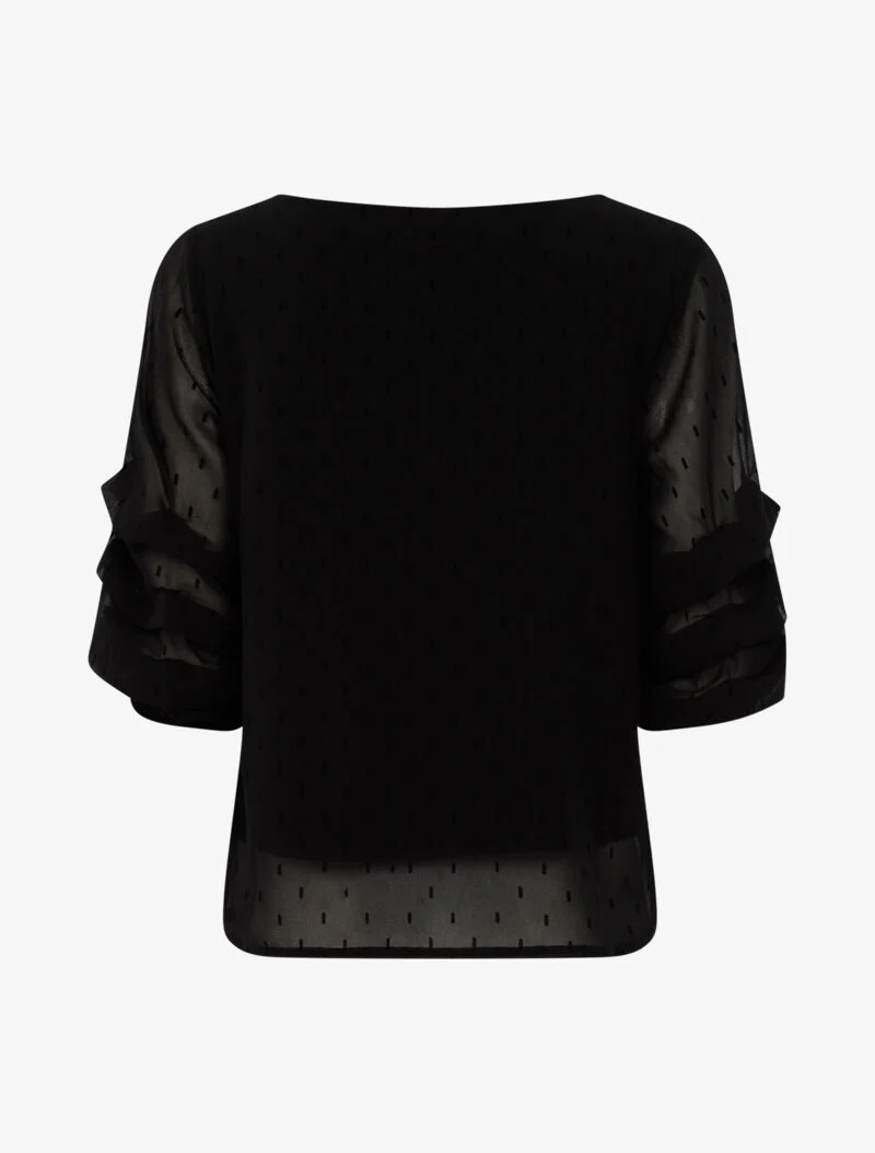 Blouse van fijne voile met grafische stippen - zwart - Image 3