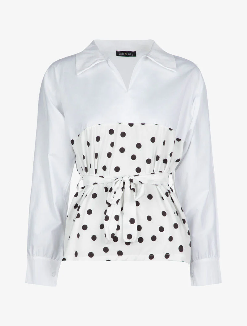 Blouse in overhemdstijl met prints - wit - Image 2