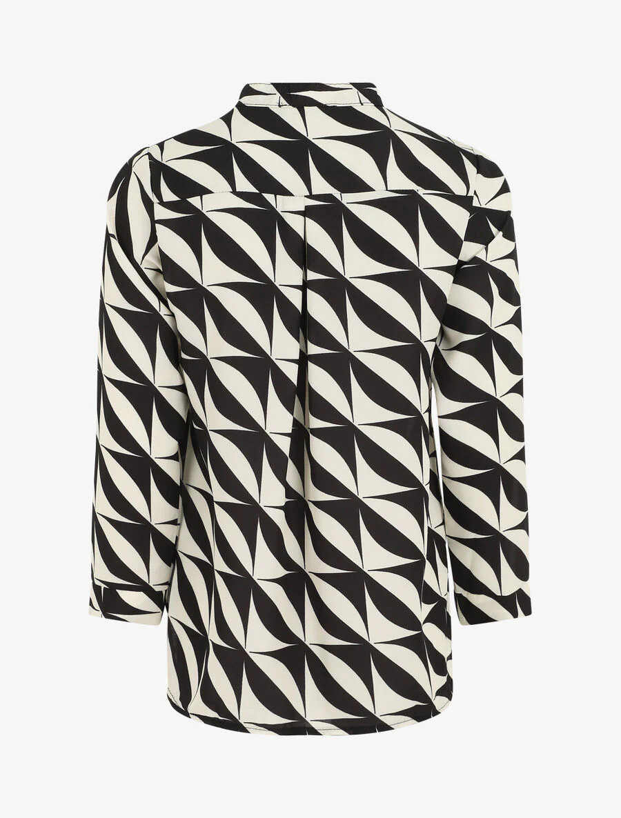 Blouse met driekwartmouwen en grafische print - zwart - Image 2