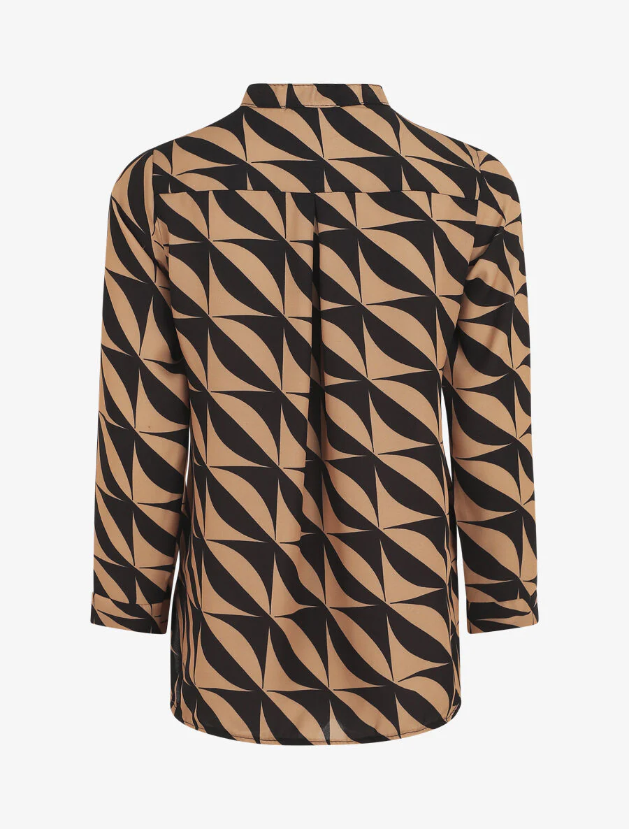 Blouse met driekwartmouwen en grafische print - Kameel - Image 2