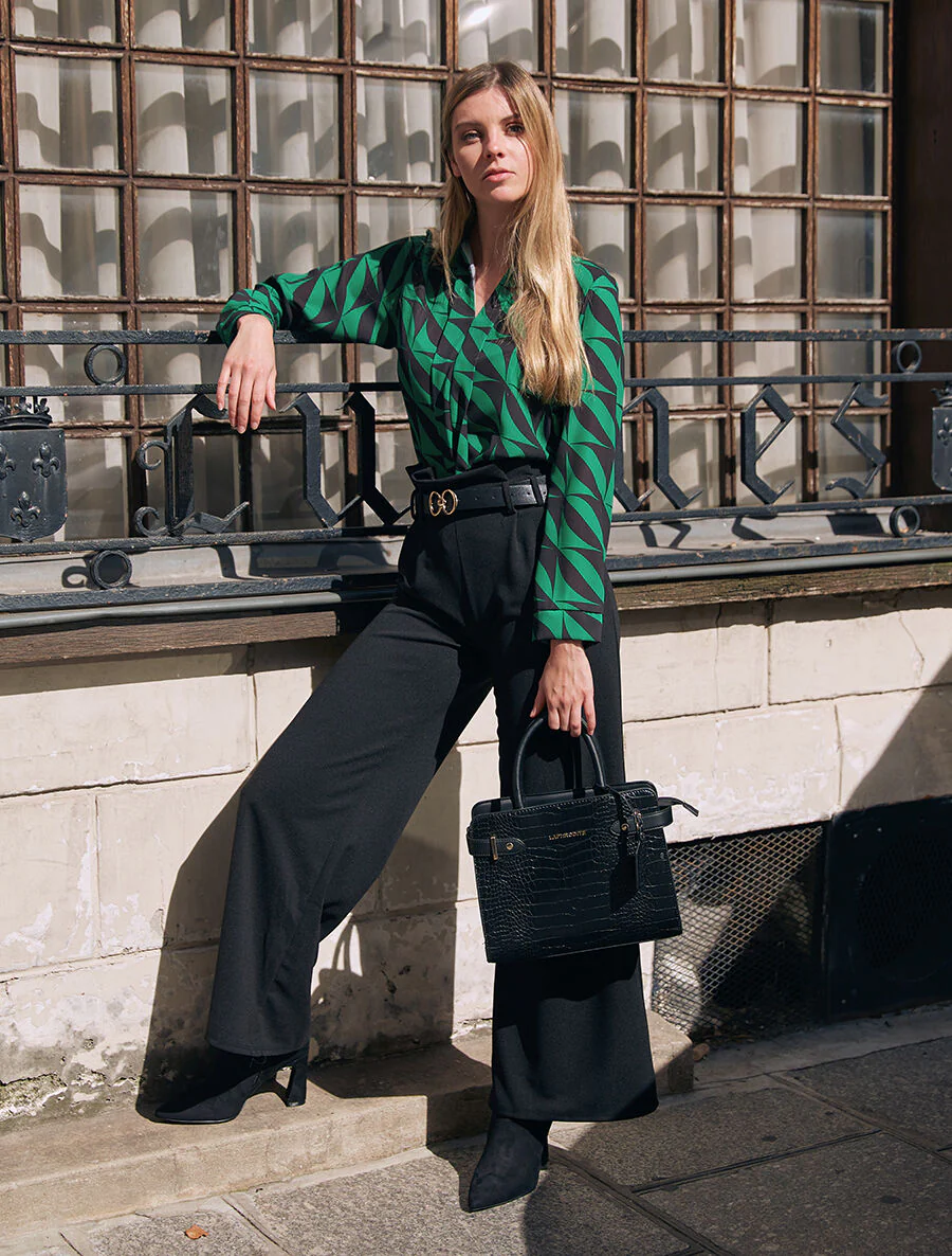 Blouse met driekwartmouwen en grafische print - groen - Image 4