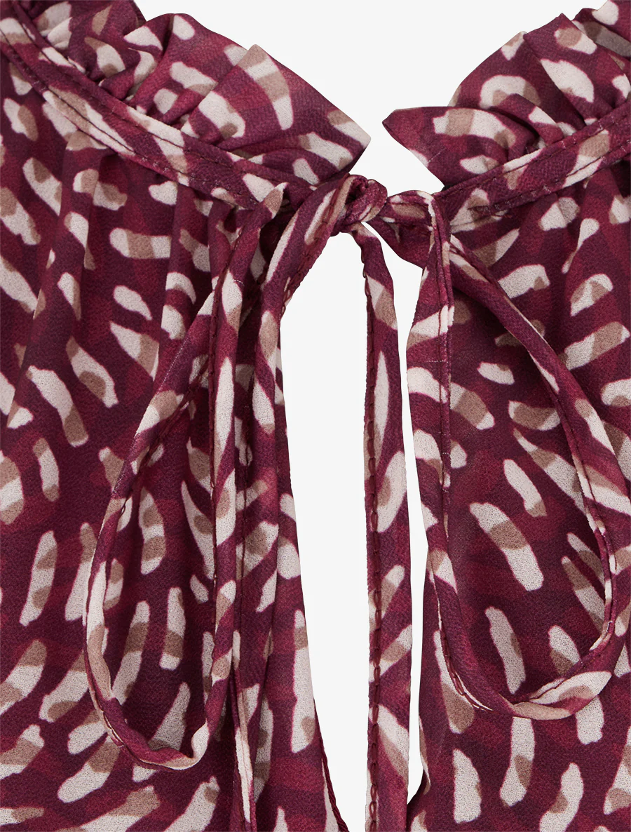 Blouse met fantasieprint in ballonvorm. - Pruim - Image 3