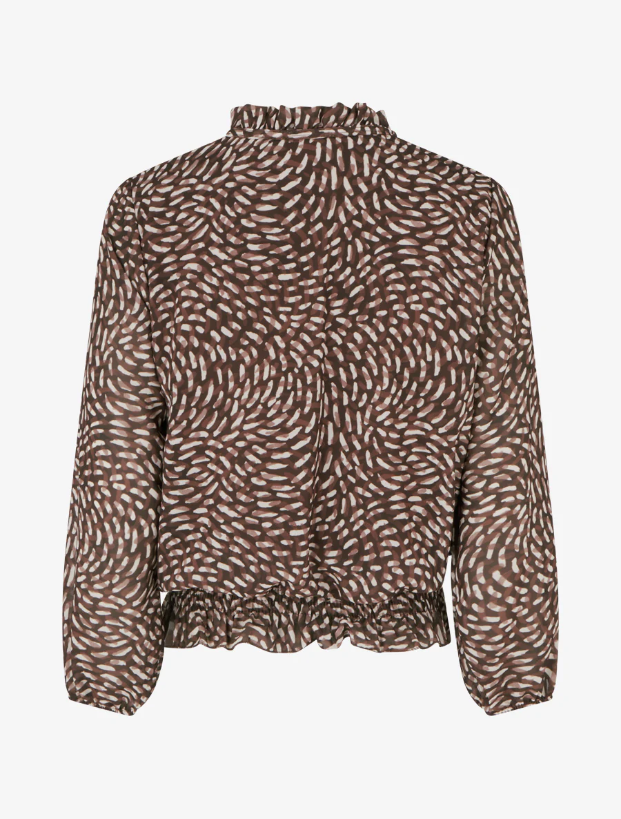 Blouse met fantasieprint in ballonvorm. - Bruin - Image 2