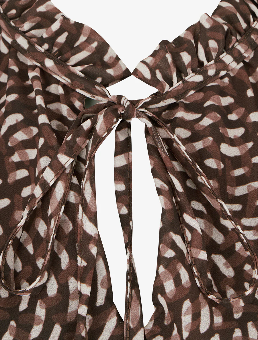 Blouse met fantasieprint in ballonvorm. - Bruin - Image 3