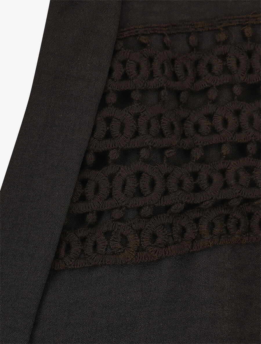 Blouse met gehaakt detail - Zwart - Image 2