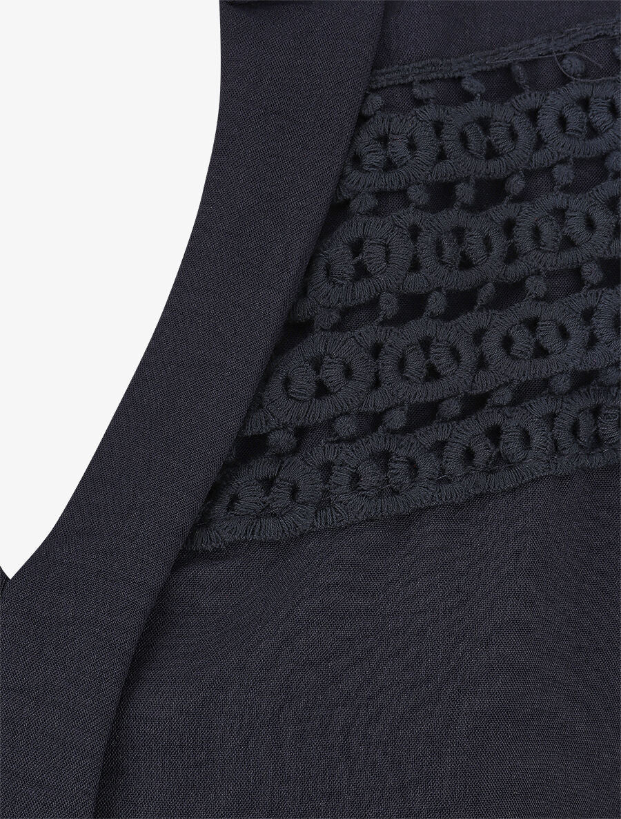 Blouse met gehaakt detail - Marineblauw - Image 2