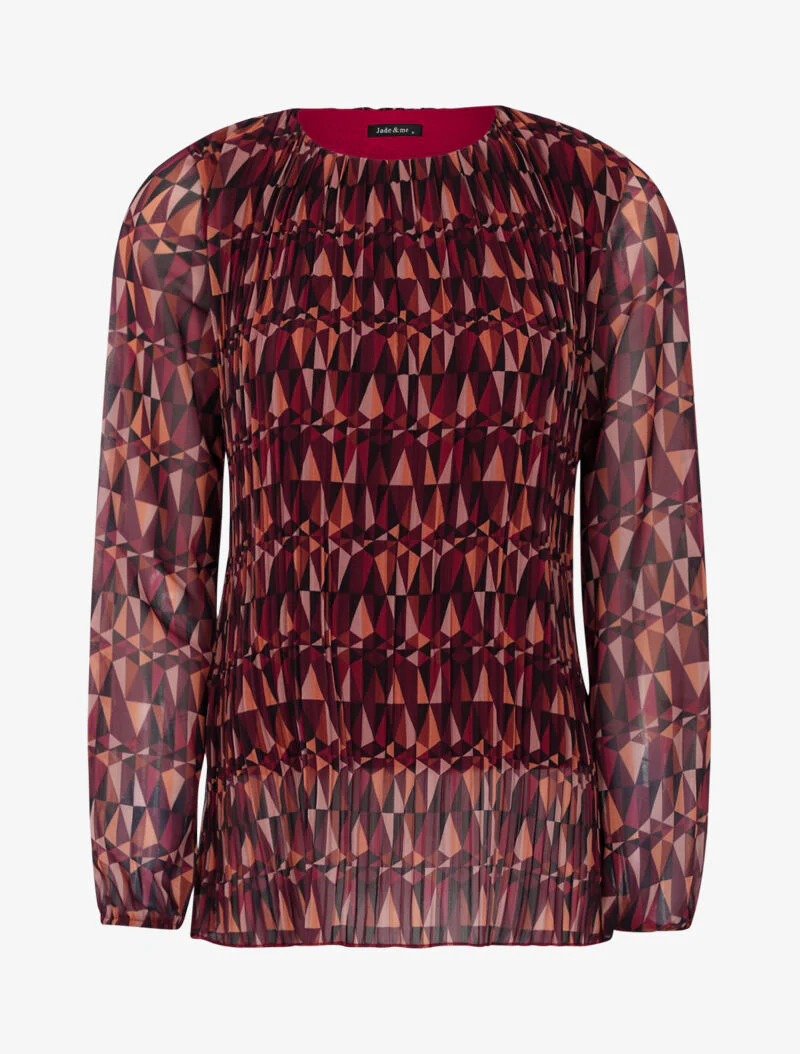 Blouse met grafische geometrische print - wijnrood - Image 2